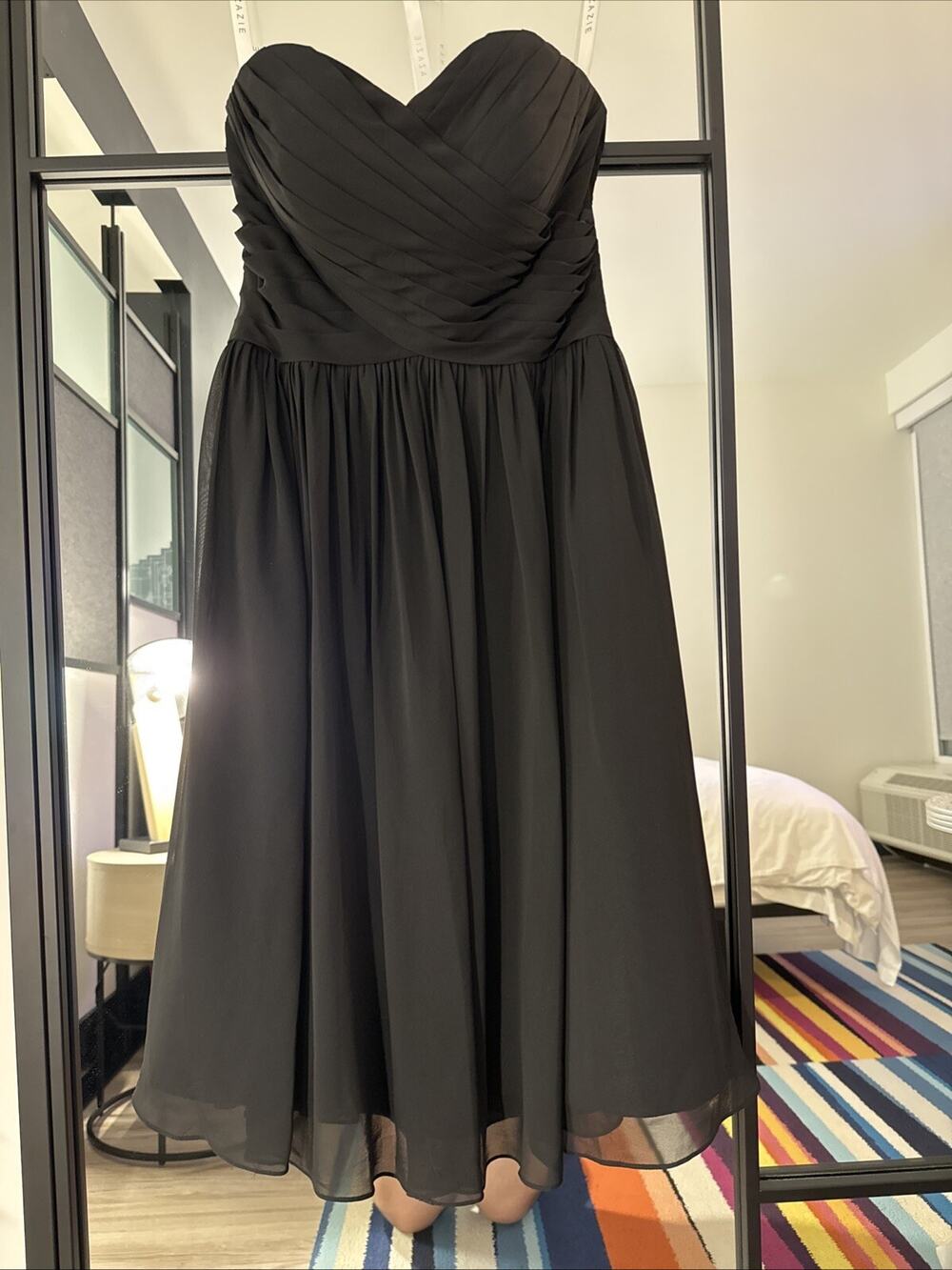 Azazie Women's Black strapless (with a fitted corset bodice). Prom Dress Size 2